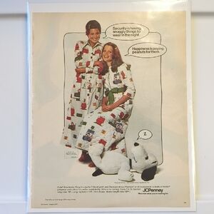 JCPenney & Snoopy 1972 Ad, Seventeen Magazine Vintage Wall Hanging, Peanuts